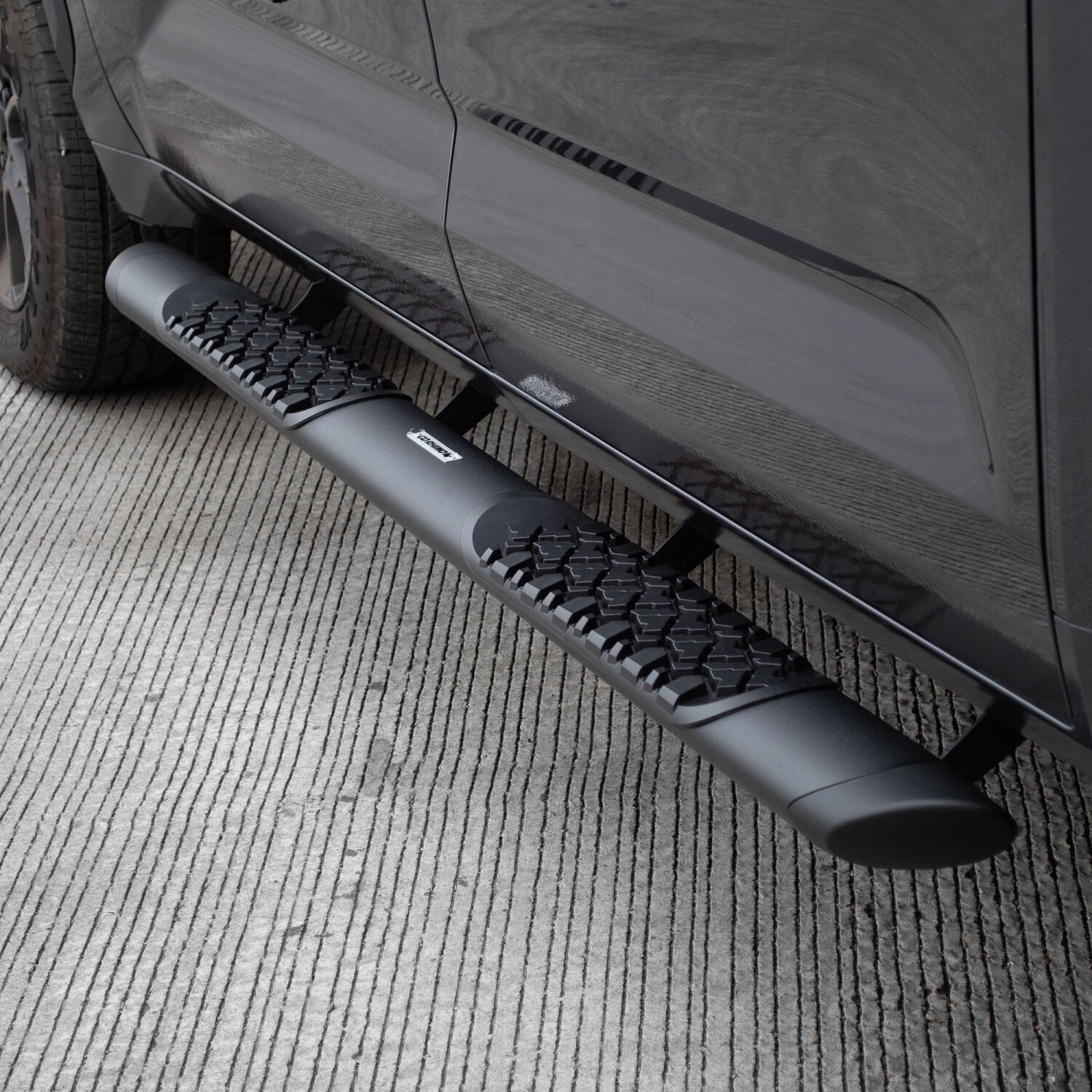 V3 Series Aluminum 5 Inch Elipse Side Steps with Mounting Brackets Textured Black 2022-2026 Toyota Tundra Crew Cab Go Rhino