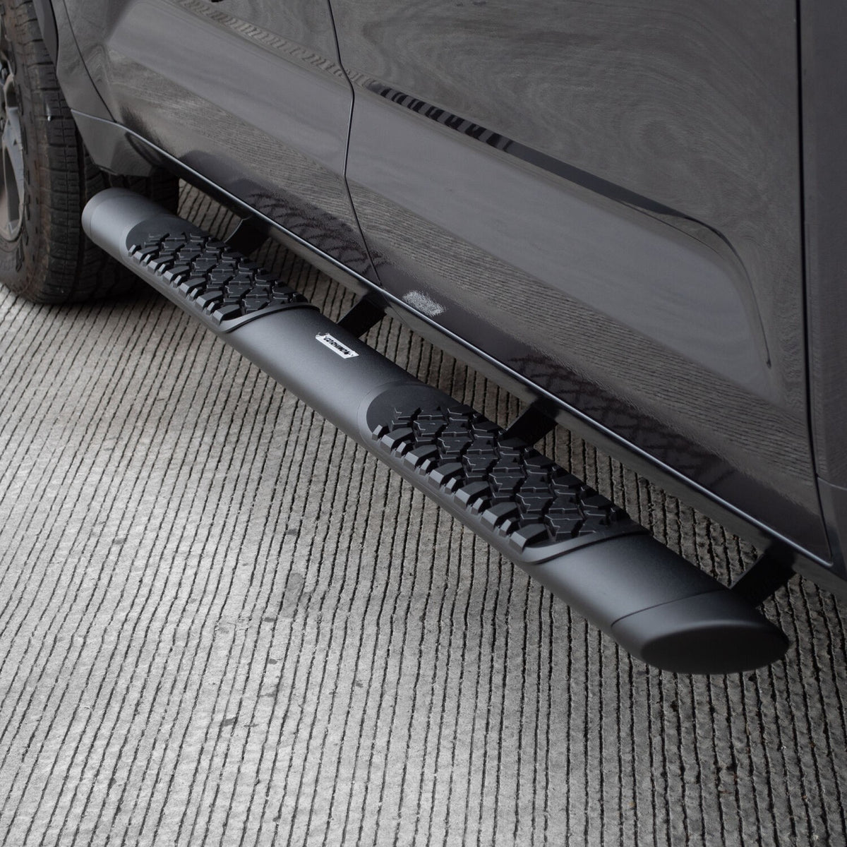 V3 Series Aluminum 5 Inch Elipse Side Steps with Mounting Brackets Textured Black 2022-2026 Toyota Tundra Crew Cab Go Rhino