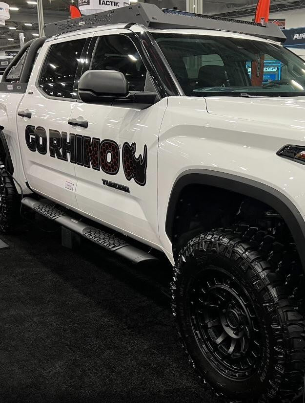 V3 Series Aluminum 5 Inch Elipse Side Steps with Mounting Brackets Textured Black 2022-2026 Toyota Tundra Crew Cab Go Rhino