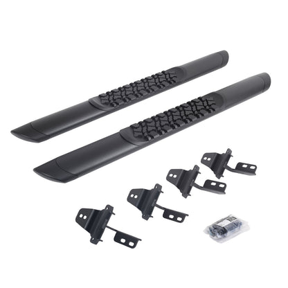 V3 Series Aluminum 5 Inch Elipse Side Steps with Mounting Brackets Textured Black For 2007-2018 Jeep Wrangler JK 2 door Go Rhino