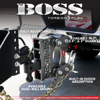 The BOSS 10K (Torsion-Flex) Drop Hitch (2″ or 2 ½″ Shank)