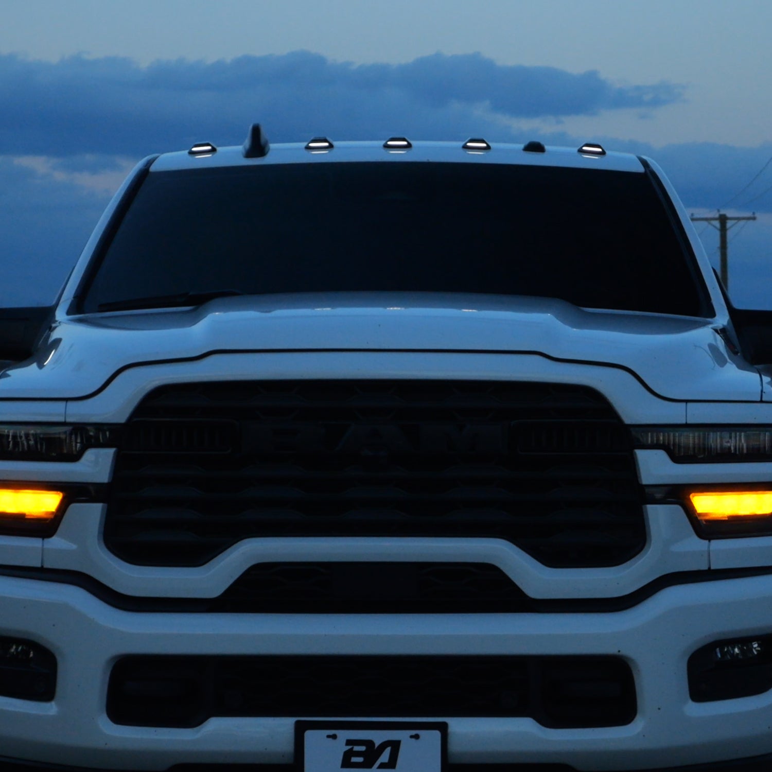 A head on picture of the cab lights on a 2025 RAM 2500/3500
