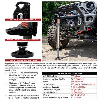 El Gato Hydraulic Jack Black Go Rhino