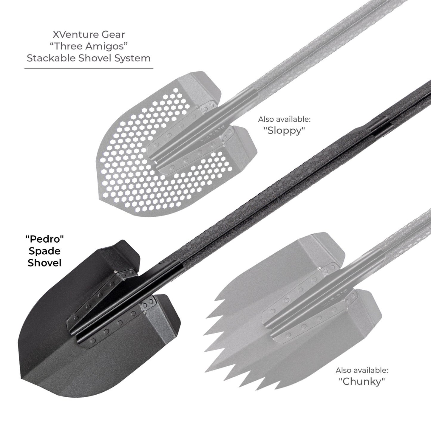 Xventure Gear Spade Stackable Shovel Textured Black Go Rhino