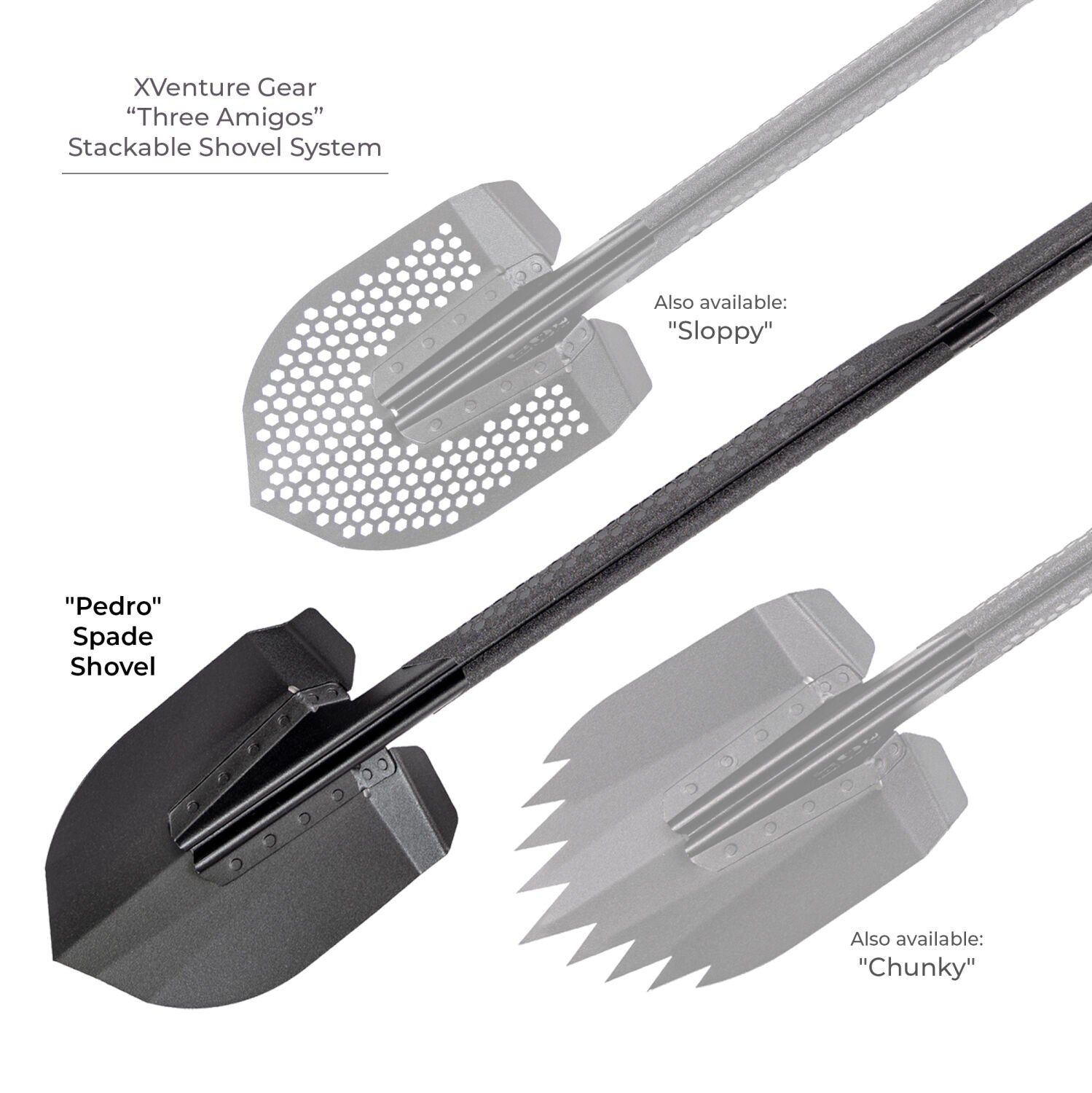 Xventure Gear Spade Stackable Shovel Textured Black Go Rhino
