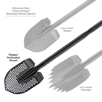 Xventure Gear Perforated Stackable Shovel Textured Black Go Rhino