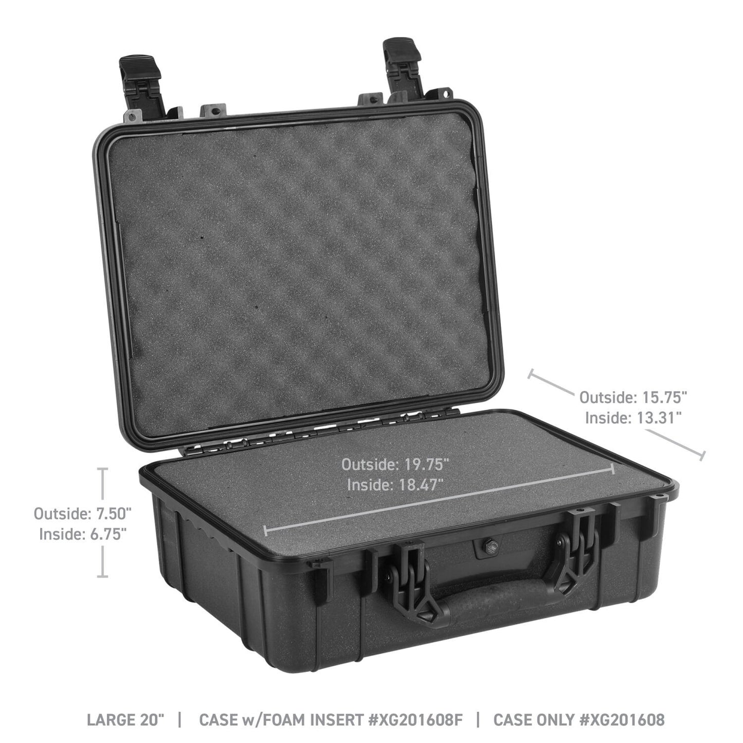 Xventure Gear Hard Case With Foam Large Box 20 Inch Textured Black Go Rhino