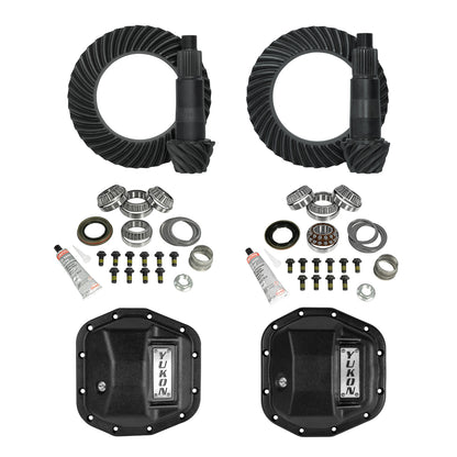 Stage 2 Jeep Jl/Jt Re-Gear Kit W/Covers For Dana 44 4.56 Ratio 28 Spline JL & Jt Rubicon M220 Rear/ M210 Front Stage 2 Gear Kit Package 4.56 Ratio W/ F&R Covers Yukon Gear
