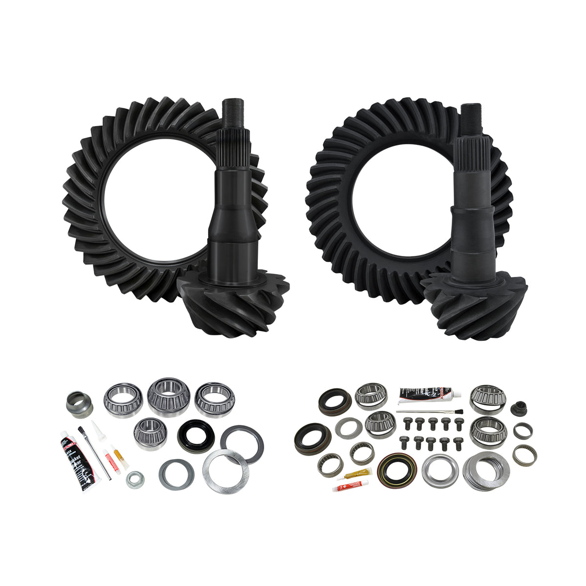 Re-Gear & Installation Kit Ford 9.75 Inch Various F150 3.73 Ratio Fr&Rr '11&Up Ford F150 W/9.75 Rear 3.73 Complete Gear Package F/R R&P'S & Master Kits Yukon Gear