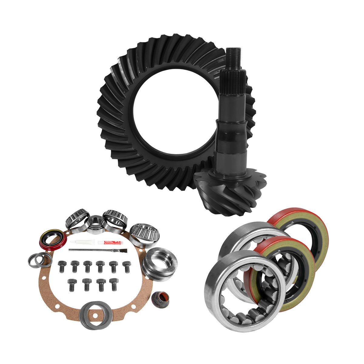 8.8 Inch Ford 4.88 Rear Ring & Pinion Install Kit 2.53 Inch OD Axle Bearings & Seals 8.8 Ford 4.88 Rear R&P Gear/ Install Kit Package With Ak 1559 Axle Bearings (2.53 Inch Od) Yukon Gear