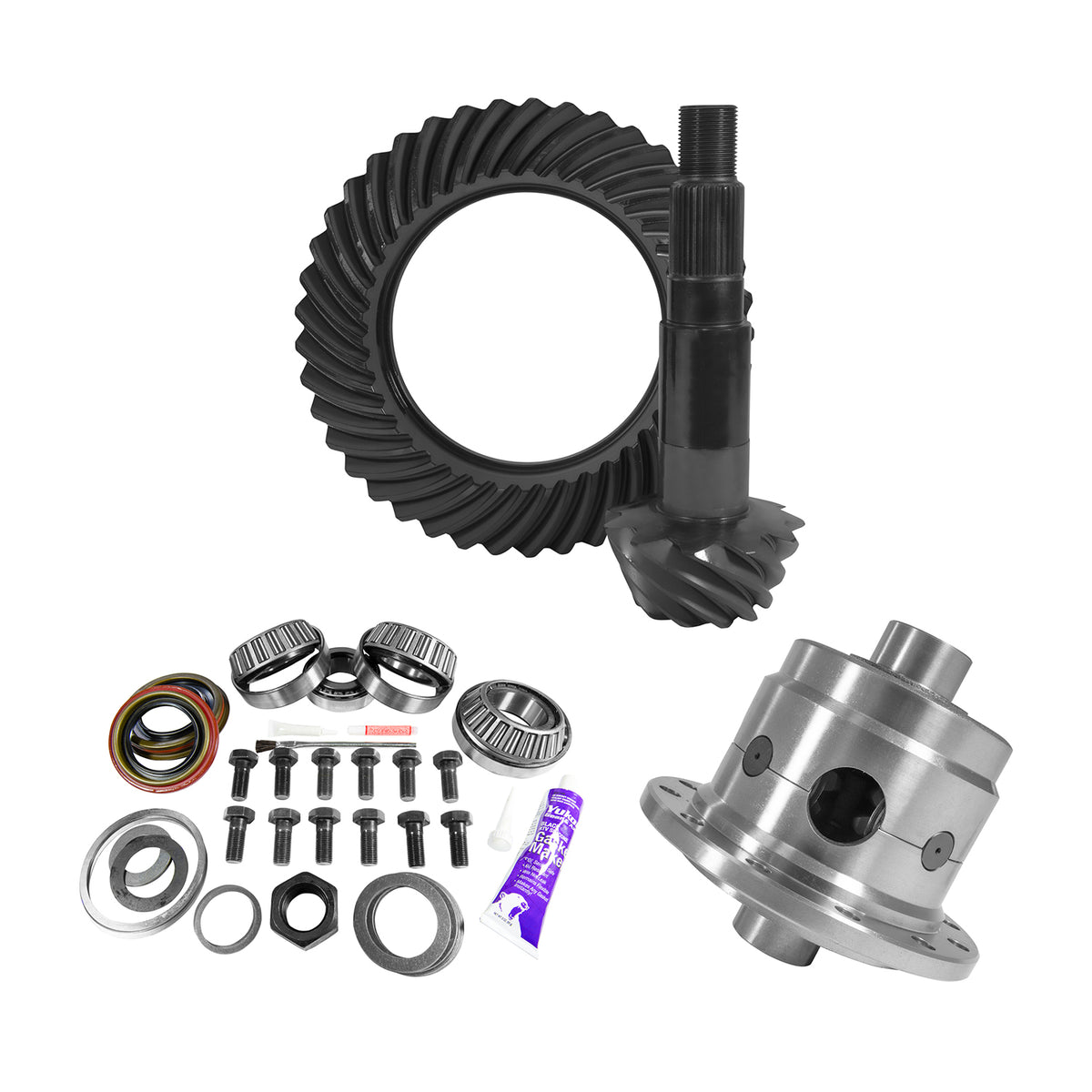 11.25 Inch Dana 80 4.11 Rear Ring & Pinion Install Kit 35 Spline Posi 4.375 Inch Bearing D80/ 11.25 Inch Dana 4.11 Rear R&P Gear/ Install Kit Package With Posi 4.375 Inch OD Head Bearing Yukon Gear
