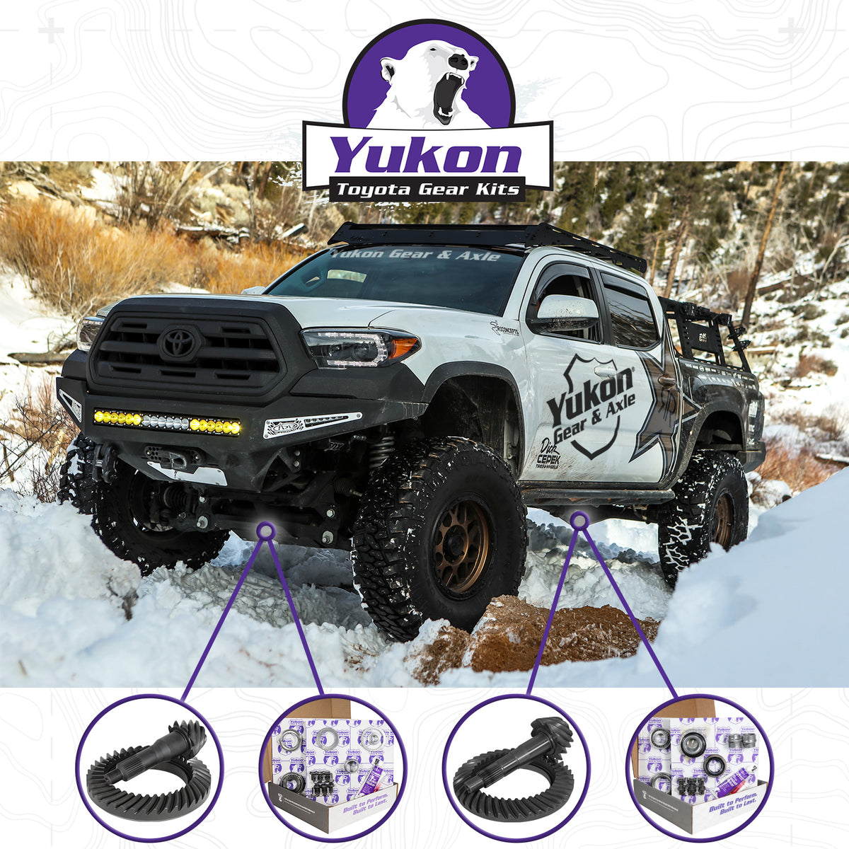 Ring & Pinion Gear Kit Package Front & Rear With Install Kits - Toyota 8.75/8IFS Toyota Tacoma 2016 & Up (8.75/8IFS) 5.29 Ratio Gear Package Yukon Gear