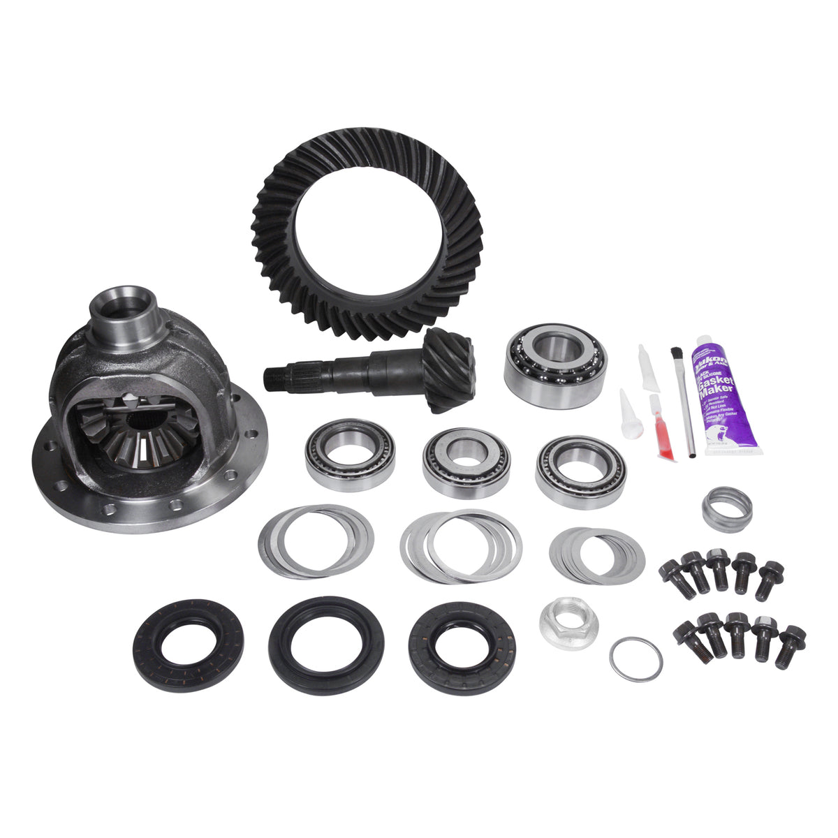 Ring And Pinion Gear Set For Chrylser Zf 215mm Front Diff 4.88 Ratio 215MM Zf Rev Chy 4.88 R&P Kit 2012 & Up RAM 1500 W/ Loaded Carrier & Install Kit Yukon Gear