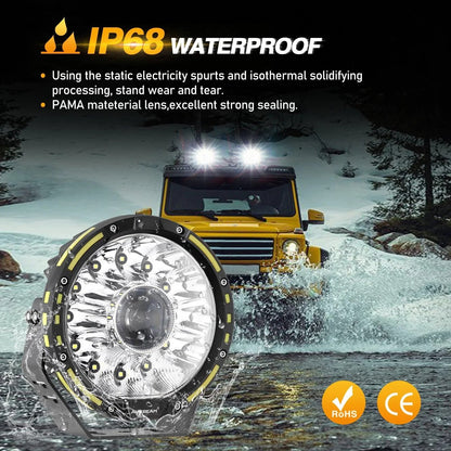 (2pcs/set) 7 Inch 230W 33332LM 360-PRO Series Custom Lens Offroad LED Driving Lights+Amber/Black Covers(Optional) for JEEP WRANGLER JL JK TJ