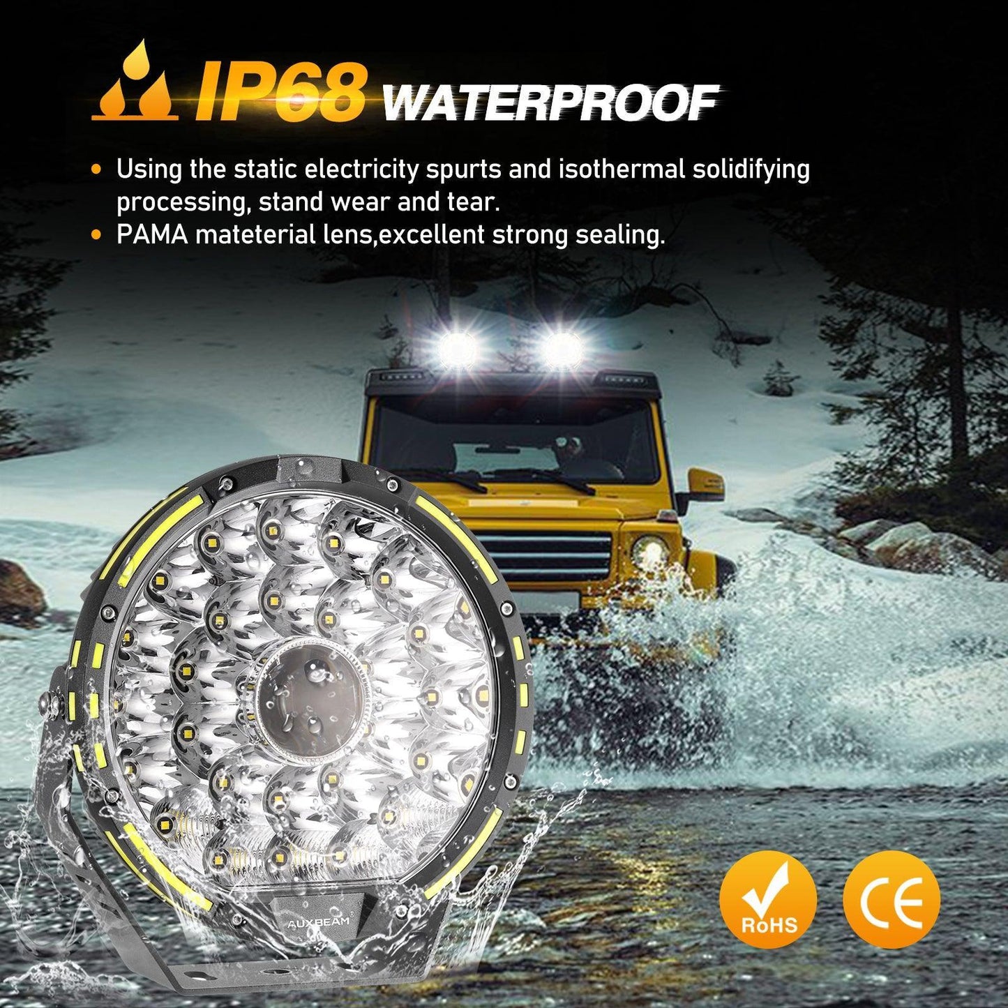 (2pcs/set) 9 INCH 270W 37776LM 360-PRO Series Custom Lens Offroad LED Driving Lights+Amber/Black Covers(Optional) for JEEP WRANGLER JL JK TJ