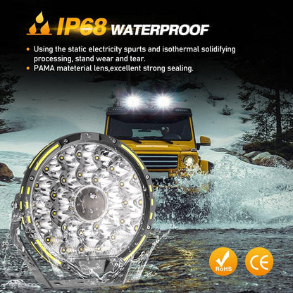 (2pcs/set) 9 INCH 270W 37776LM 360-PRO Series Custom Lens Offroad LED Driving Lights+Amber/Black Covers(Optional) for JEEP WRANGLER JL JK TJ