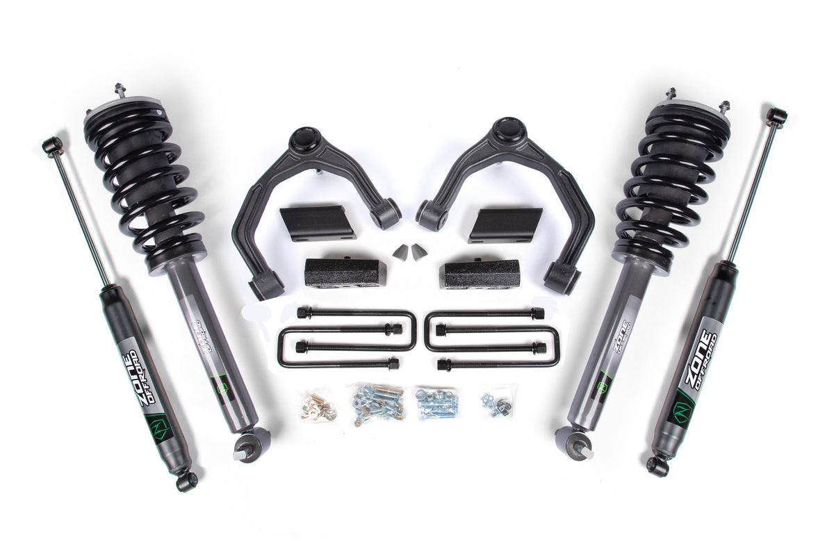 19-24 Chevrolet Silverado 1500 - GMC Sierra 1500 4WD 3.5 Inch Adventure Series Lift Kit, 2 Inch Rear Lift, Block - Nitro Loaded Struts, Nitro Shocks Zone Offroad