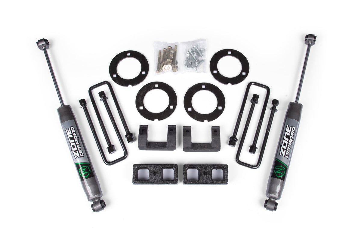 07-18 GM 1500 3 Inch Adventure Series Lift Kit 2 Inch Rear Block Spacer Shocks Zone Offroad