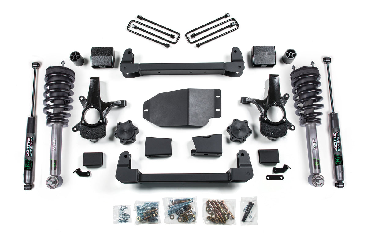 07-13 Chevrolet Silverado 1500 - GMC Sierra 1500 4WD 4 Inch Suspension Lift Kit, 3 Inch Rear Lift, Block - Nitro Loaded Struts, Nitro Shocks Zone Offroad