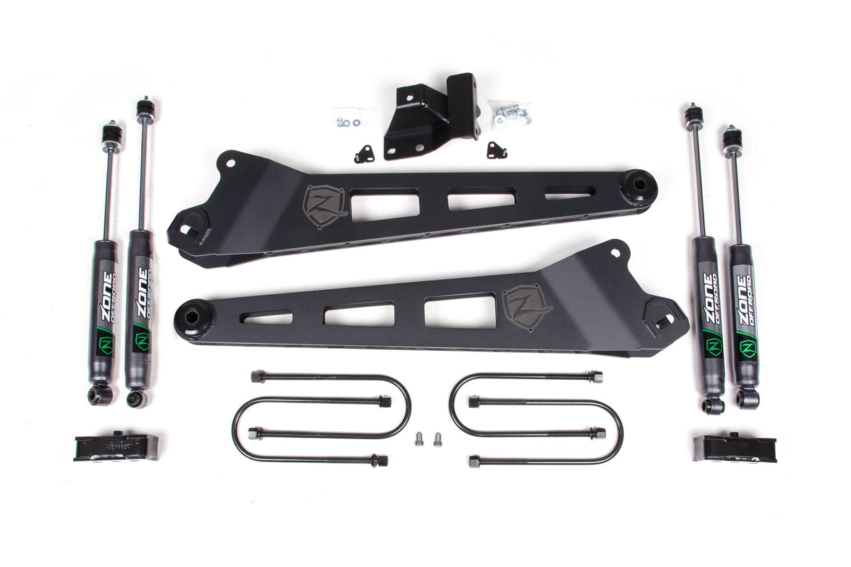 25-26 Ram 3500 4WD (Diesel) 3 Inch Radius Arm Suspension Lift Kit, 2 Inch Rear Lift, Block - W/ Overload - Nitro Shocks Zone Offroad