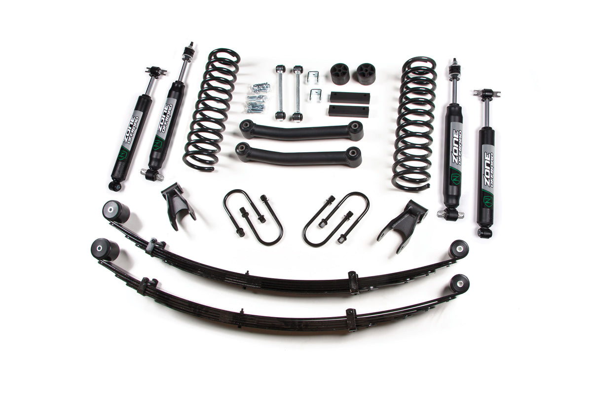 84-01 Jeep Cherokee XJ 4.5 Inch Lift Kit With Rear Springs Dana 35 Zone Offroad