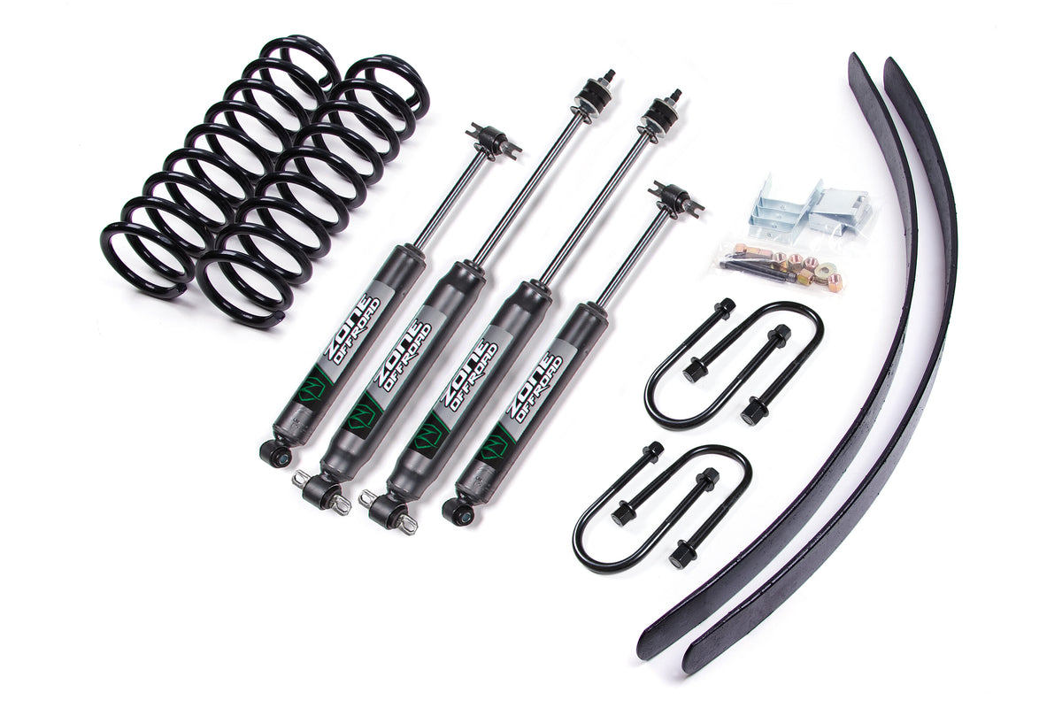 84-01 Jeep Cherokee XJ 3 Inch Coil Spring Lift Kit With Dana 35 Axle Zone Offroad 84-01 Jeep Cherokee XJ 3 Inch Coil Spring Lift Kit With Dana 35 Axle With Nitro Shocks Zone Offroad