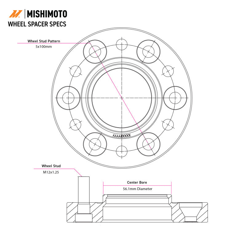 Mishimoto Wheel Spacers - 5x100 - 56.1 - 20 - M12 - Black