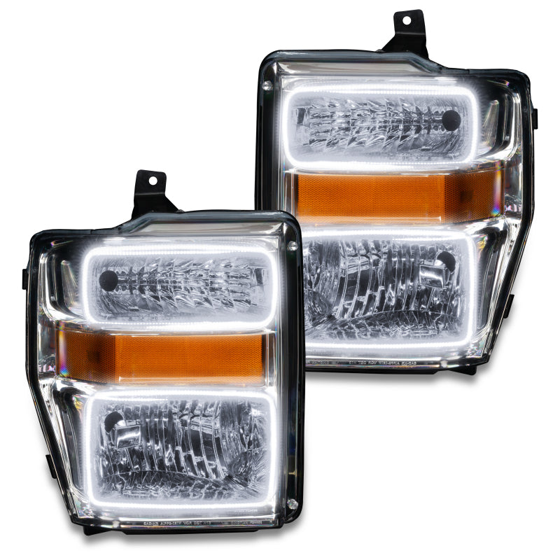 Oracle 08-10 Ford F250/350 Pre-Assembled Halo Headlights - Chrome Housing - ColorSHIFT