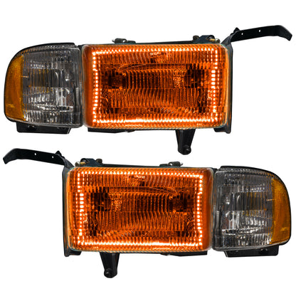 Oracle 94-02 Dodge Ram Pre-Assembled Halo Headlights - ColorSHIFT w/ Simple Controller