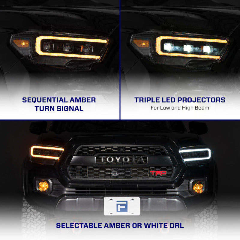 Form Lighting 2016-2023 Toyota Tacoma LED Projector Headlights with Selectable DRL (Pair)
