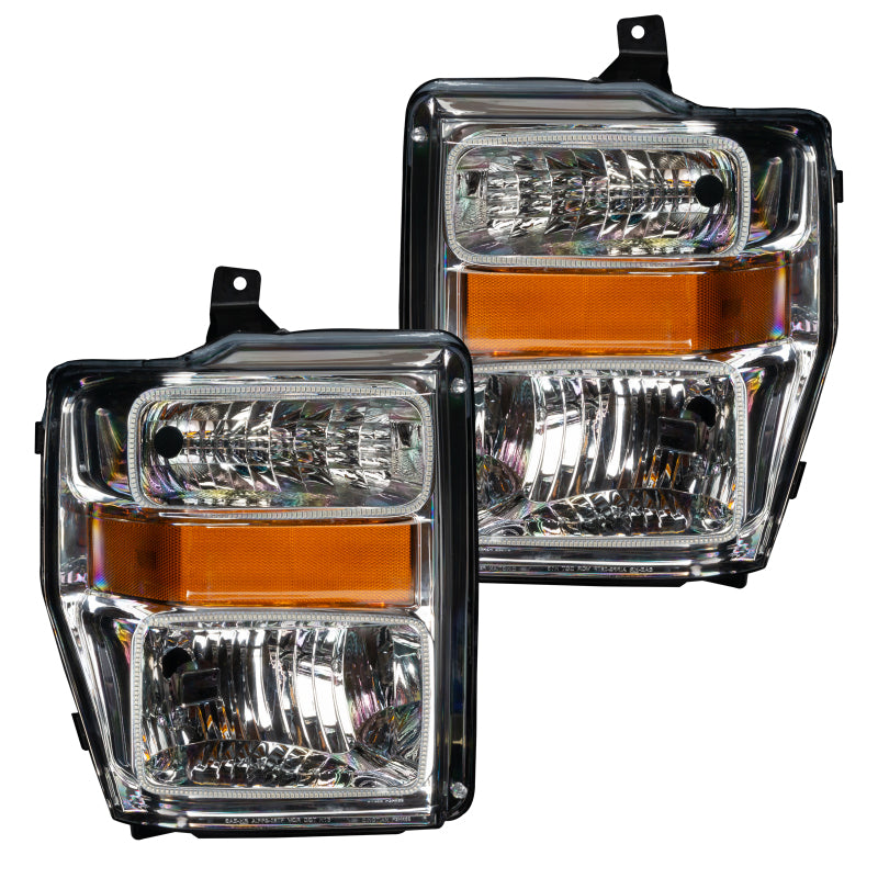Oracle 08-10 Ford F250/350 Pre-Assembled Halo Headlights - Chrome Housing - ColorSHIFT