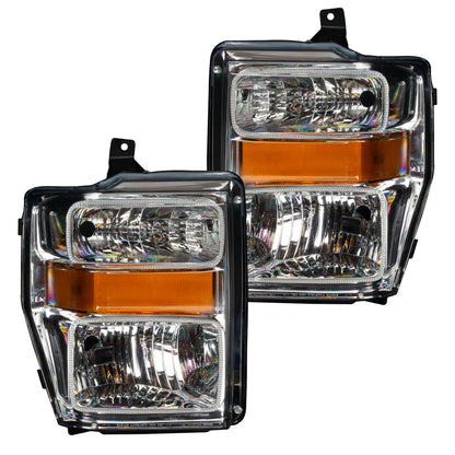 Oracle 08-10 Ford F250/350 Pre-Assembled Halo Headlights - Chrome Housing - ColorSHIFT