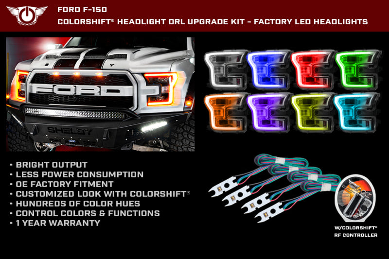 Oracle 15-17 Ford F-150 Headlight DRL Upgrade Kit - ColorSHIFT