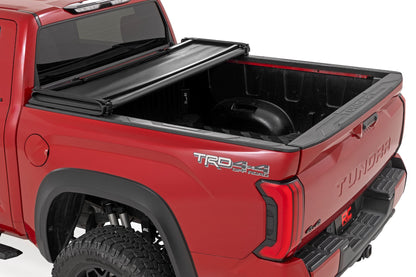 Soft Tri-Fold Bed Cover | 5'7" Bed | with and w/o OE Rail | Toyota Tundra (22-26)