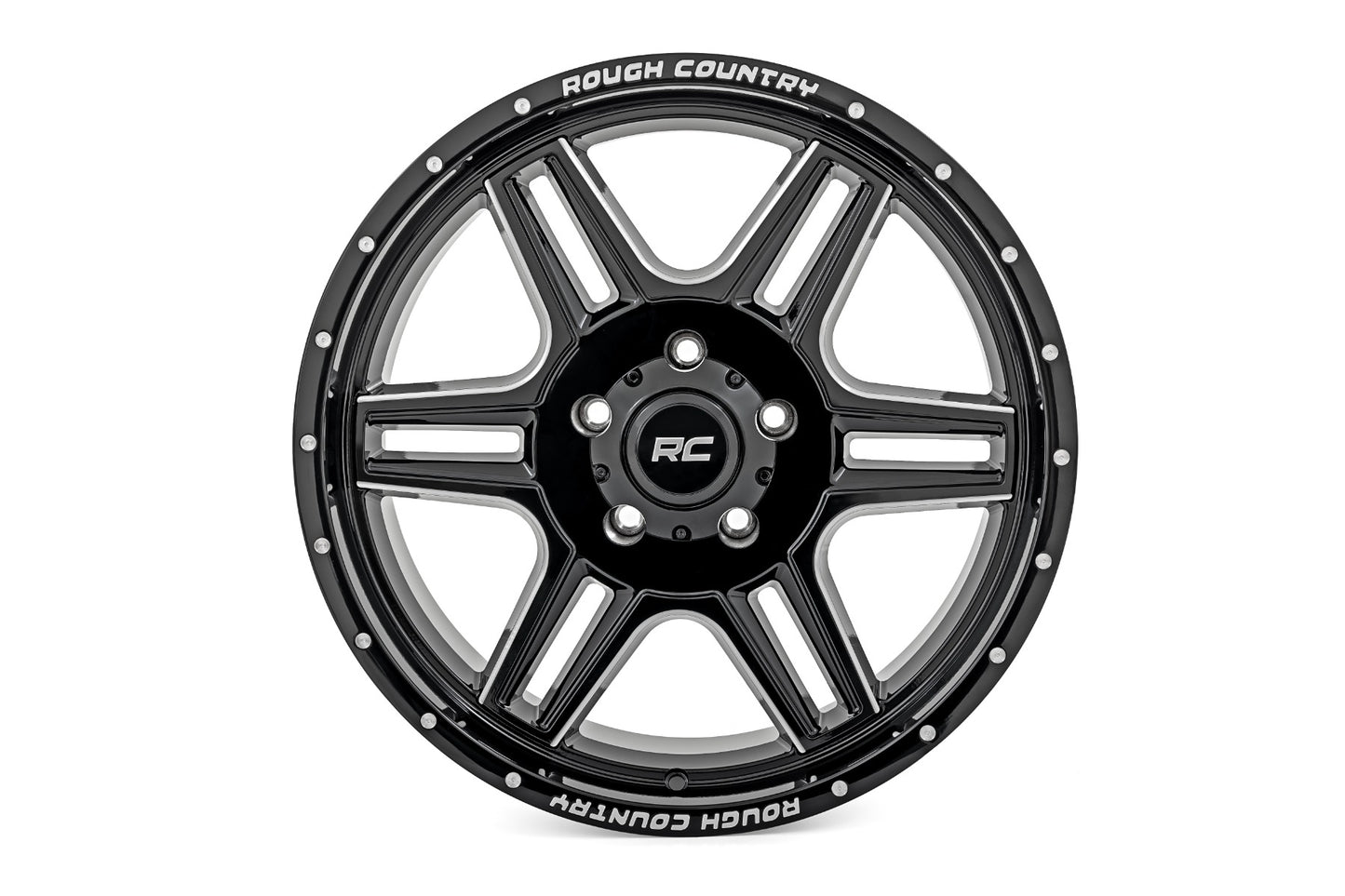 Rough Country 92 Series Wheel | Machined One-Piece | Gloss Black | 18x9 | 5x5 | +0mm