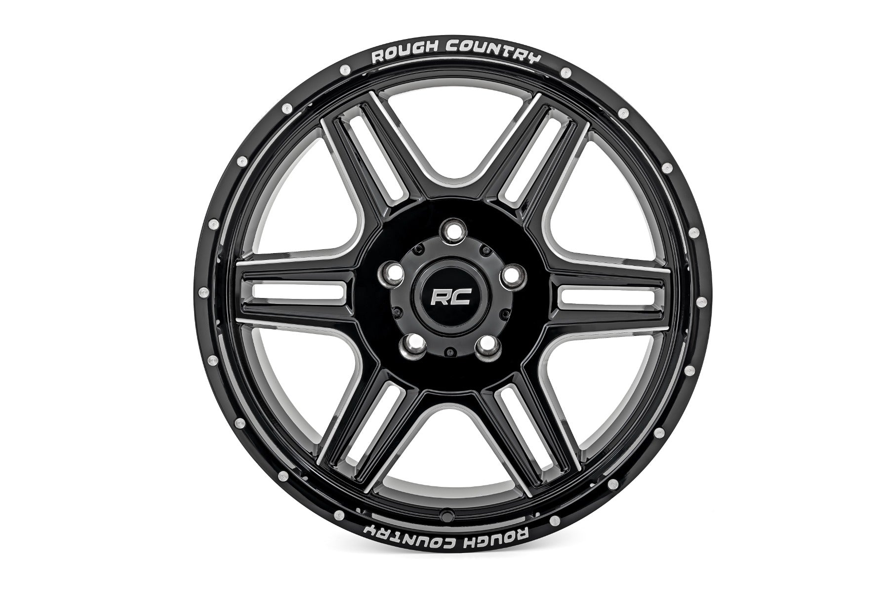Rough Country 92 Series Wheel | Machined One-Piece | Gloss Black | 18x9 | 5x5 | +0mm