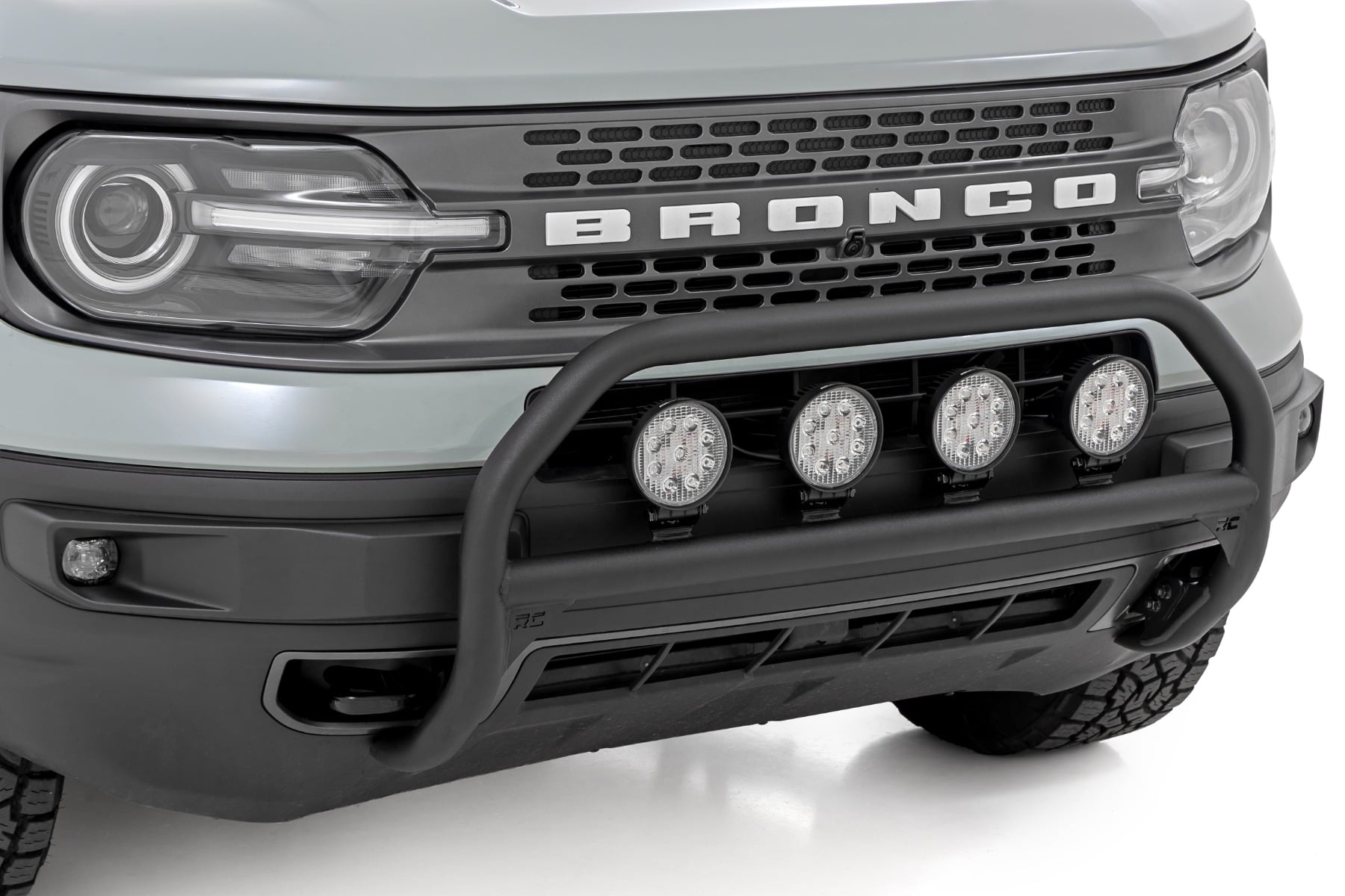 Nudge Bar | w/ Tow Hooks | 4 Inch Round Led (x4) | Ford Bronco Sport (21-24)