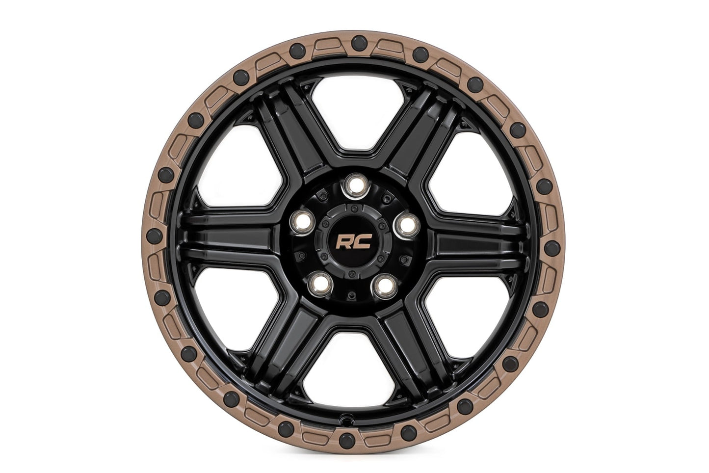 Rough Country 79 Series Wheel | One-Piece | Semi Gloss Black w/Bronze Ring | 17x8.5 | 5x5 | 0mm