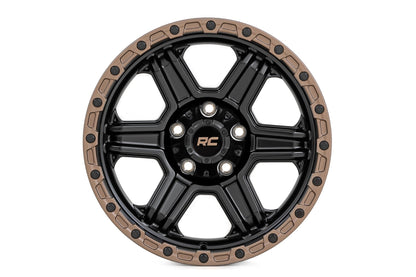 Rough Country 79 Series Wheel | One-Piece | Semi Gloss Black w/Bronze Ring | 17x8.5 | 5x5 | 0mm