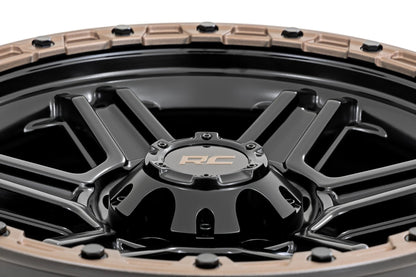 Rough Country 79 Series Wheel | One-Piece | Semi Gloss Black w/Bronze Ring | 18x9 | 6x5.5 |+18mm
