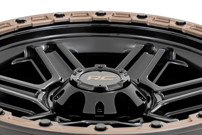Rough Country 79 Series Wheel | One-Piece | Semi Gloss Black w/Bronze Ring | 17x8.5 | 5x5 | 0mm