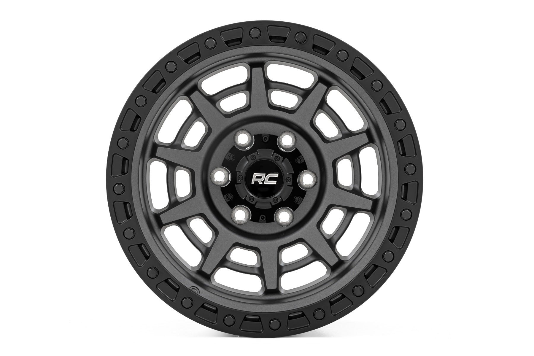 Rough Country 85 Series Wheel | Simulated Beadlock | Gunmetal Gray/Black | 17x9 | 6x135 | -12mm