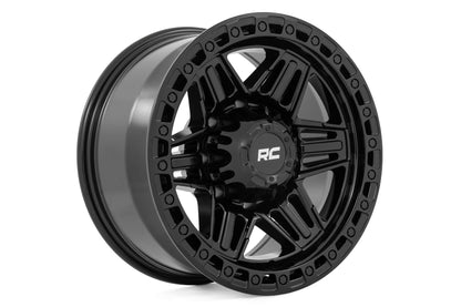 Rough Country 76 Series Wheel | Simulated Beadlock | Gloss Black | 17x9 | 8x170 | -12mm