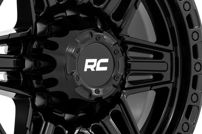Rough Country 76 Series Wheel | Simulated Beadlock | Gloss Black | 17x9 | 5x5.5 | +0mm