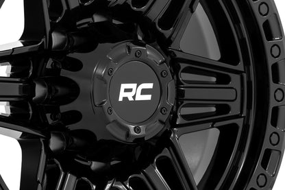 Rough Country 76 Series Wheel | Simulated Beadlock | Gloss Black | 17x9 | 8x170 | -12mm