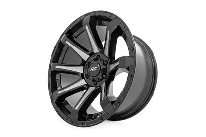 Rough Country 81 Series Wheel | One-Piece | Semi Gloss Black w/machined spokes | 20x9 | 5x5.5 | 0mm