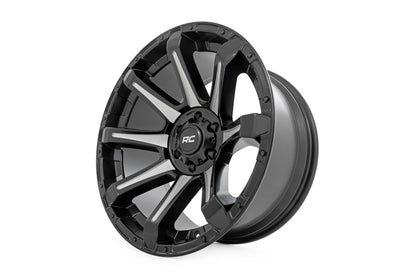 Rough Country 81 Series Wheel | One-Piece | Semi Gloss Black w/machined spokes | 20x9 | 5x150 | +18m