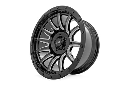 Rough Country 90 Series Wheel | One-Piece | Gloss Black w/machined spokes | 20x10 | 6x5.5 | -19mm