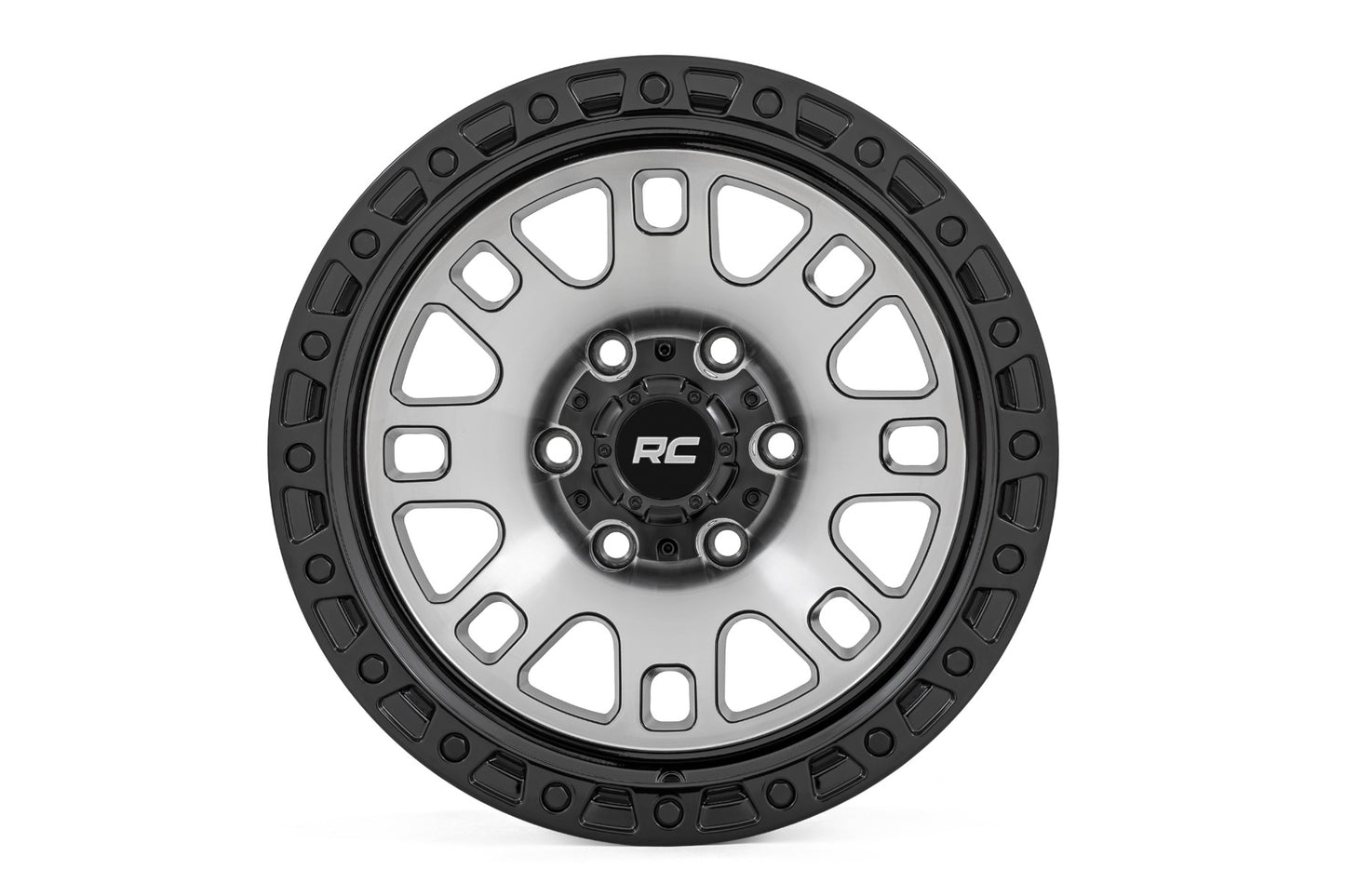 Rough Country 82 Series Wheel | One-Piece | Machined Semi Gloss Black | 17x9 | 6x5.5 | -12mm