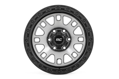 Rough Country 82 Series Wheel | One-Piece | Machined Semi Gloss Black | 17x9 | 6x5.5 | -12mm